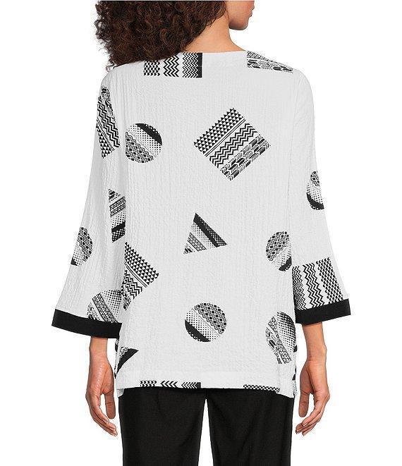 Ali Miles Round Neck 3/4 Sleeve Print Popover Tunic Product Image