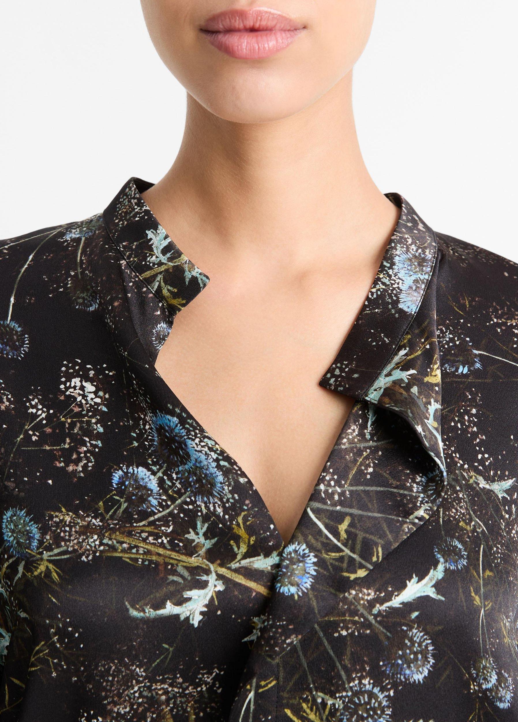 Thistle Silk Draped-Collar Blouse Product Image