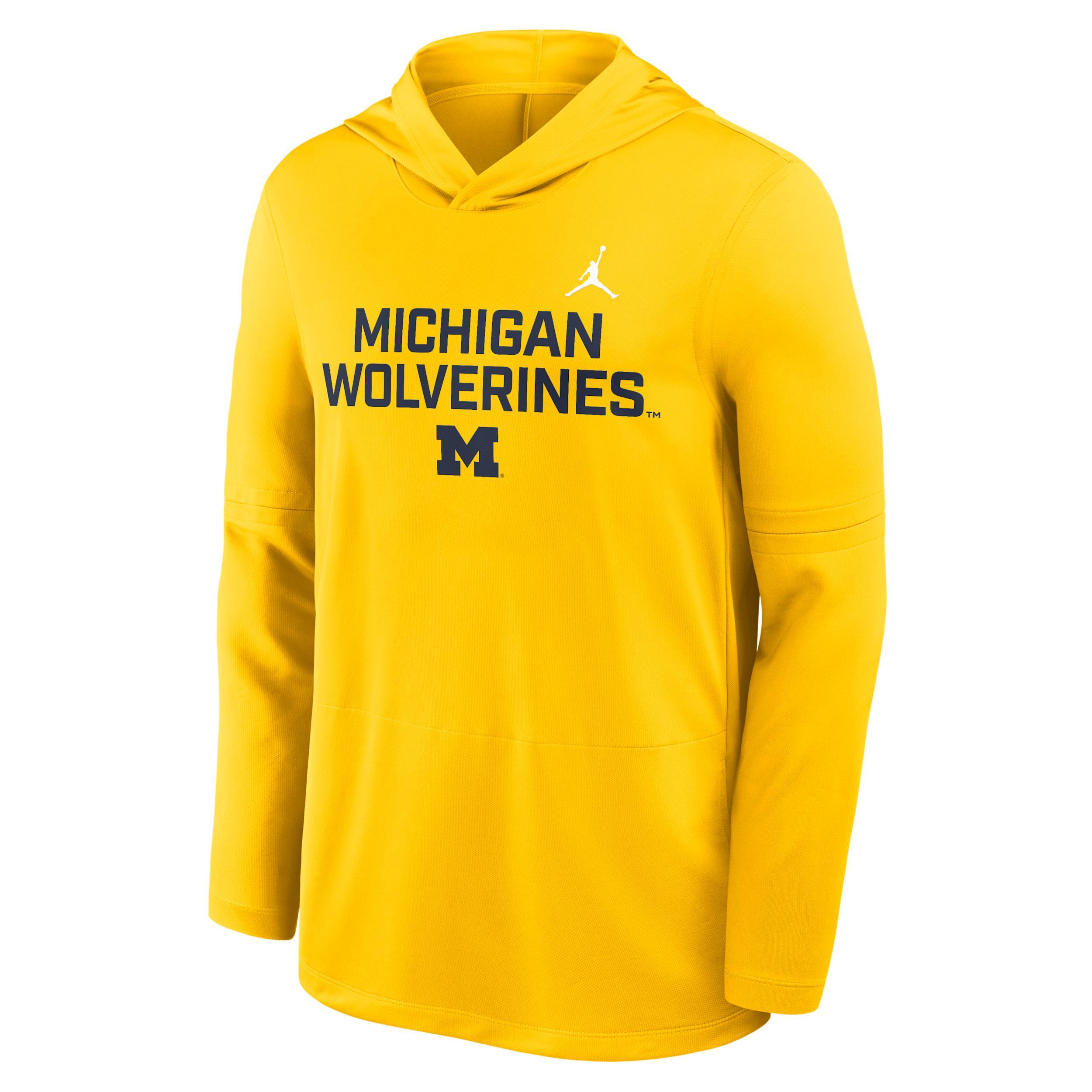 Mens Michigan Sideline Jordan Brand Dri-FIT College Long-Sleeve Hooded Top | 0JB978HMWN-7XL Product Image