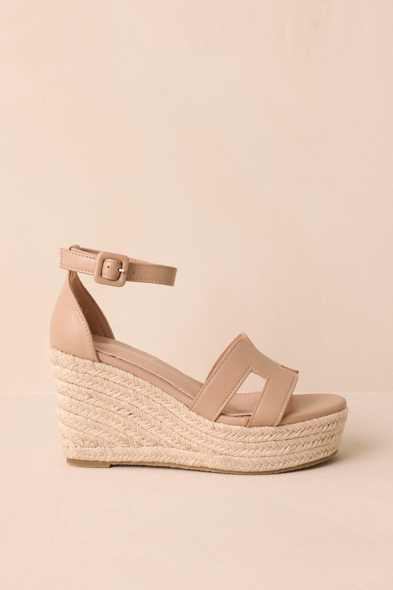 Beachside Dreaming Beige Platform Wedges Product Image