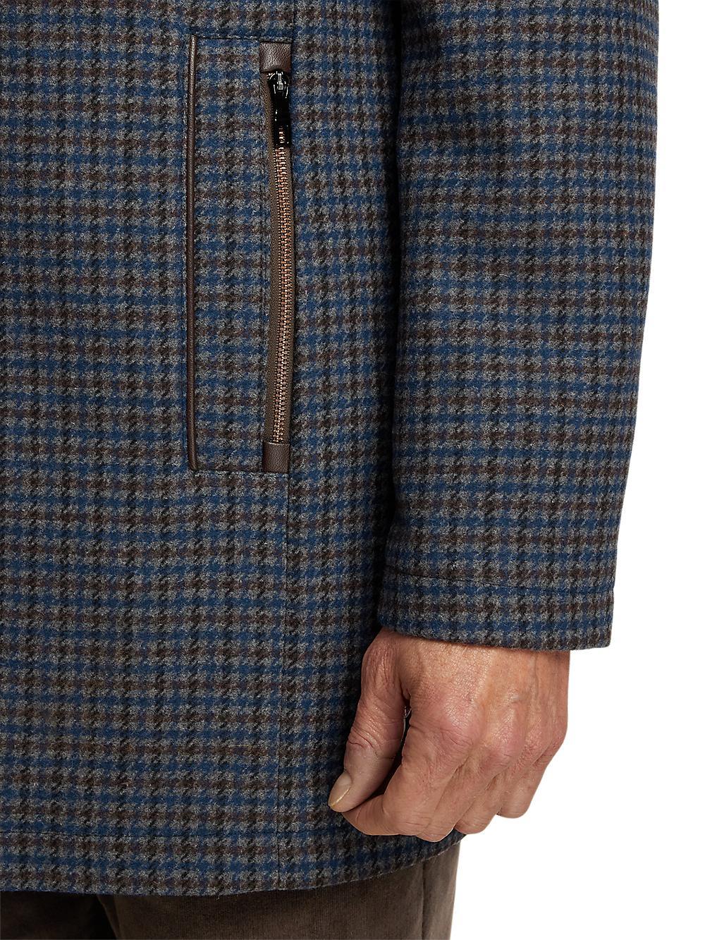 Wool Blend Check Carcoat - Multi Product Image