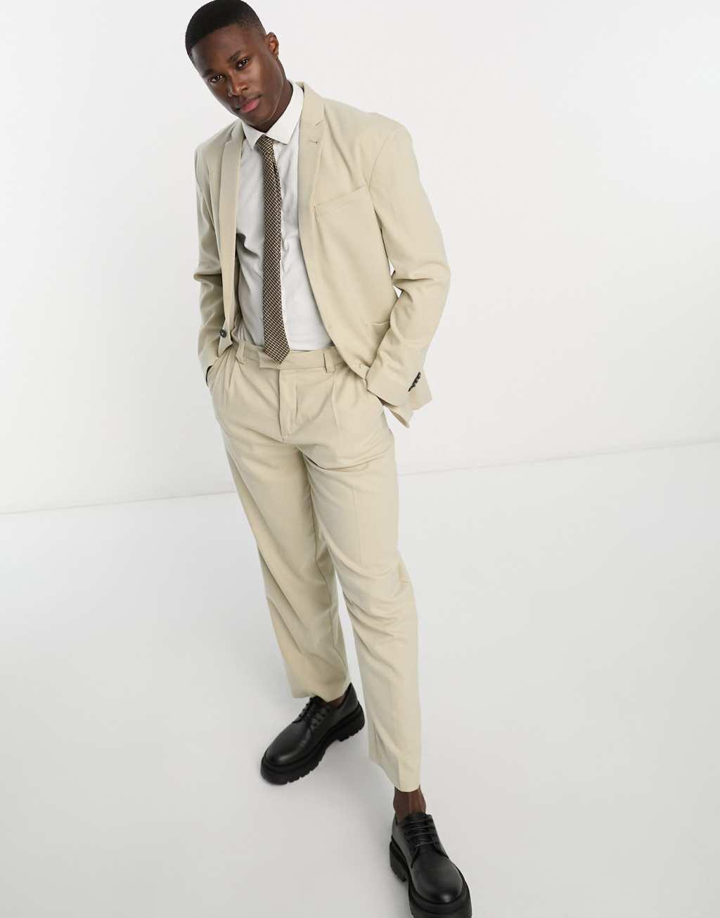 New Look relaxed fit suit jacket in oatmeal - suit 12 Product Image