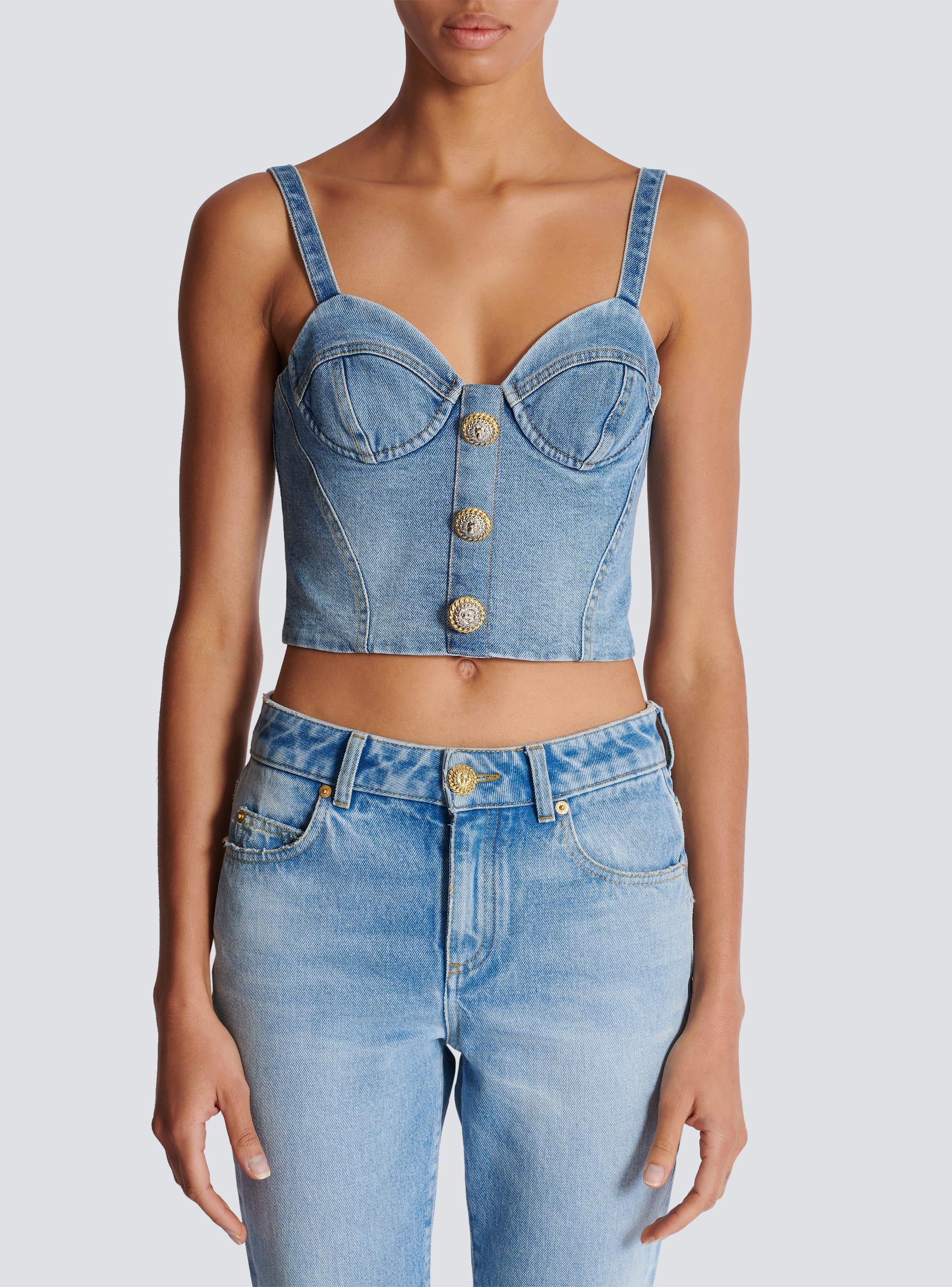 Denim top with thin straps Product Image