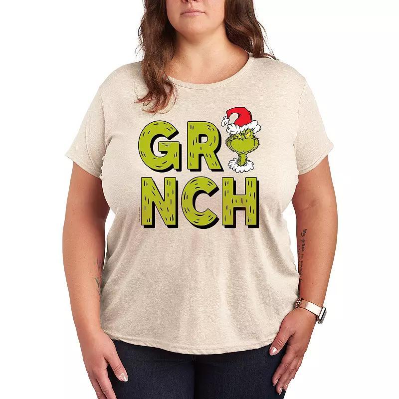 Plus Size Dr. Seuss Grinch Fur Letters Graphic Tee, Womens Product Image