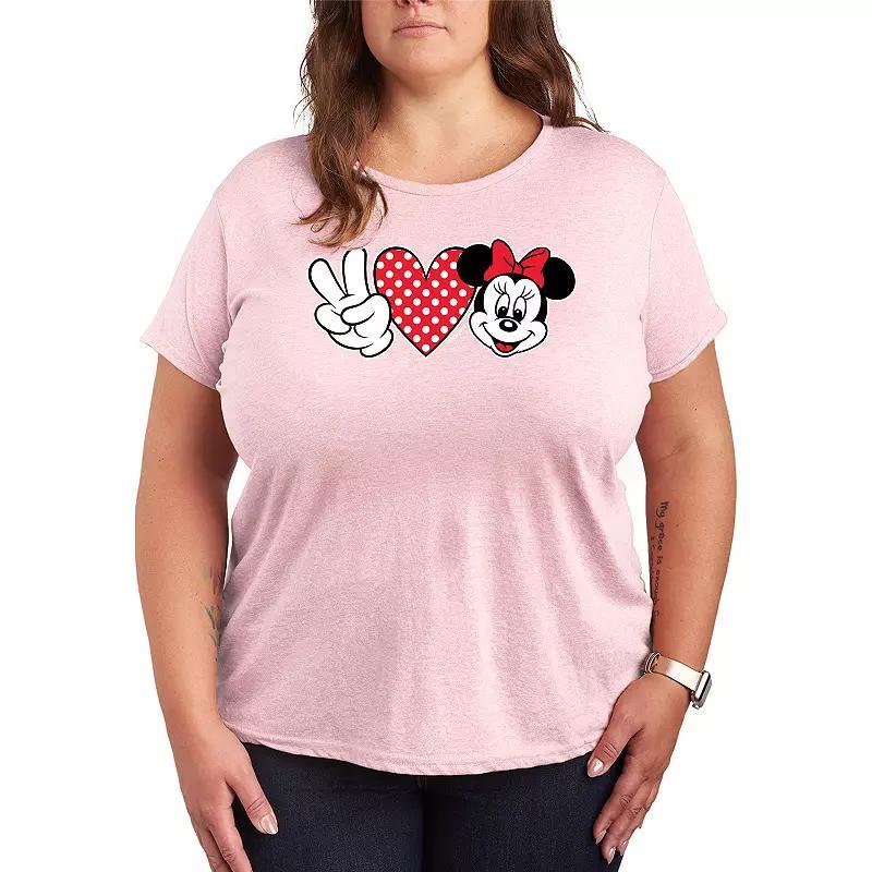 Disney's Minnie Mouse Plus Peace Love Graphic Tee, Women's,  Product Image
