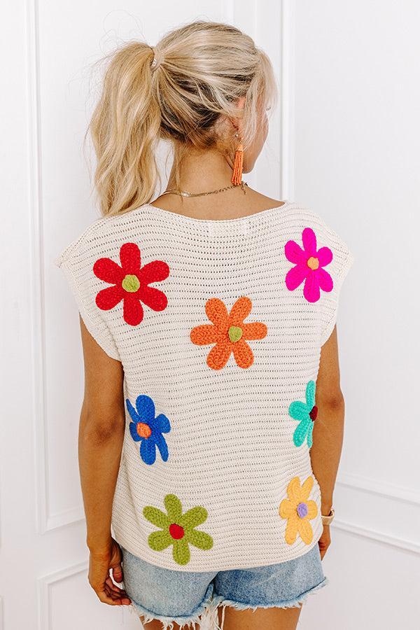 Blossoms Around Embroidered Sweater Top Product Image