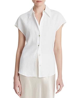 Womens Linen Cap-Sleeve Blouse Product Image