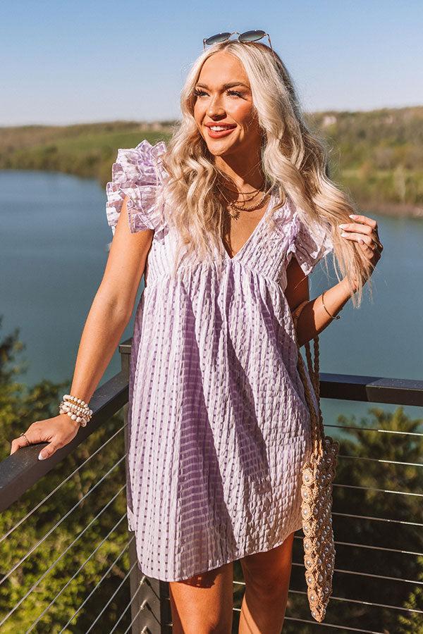 Spring It On Gingham Babydoll Romper In Lavender Product Image