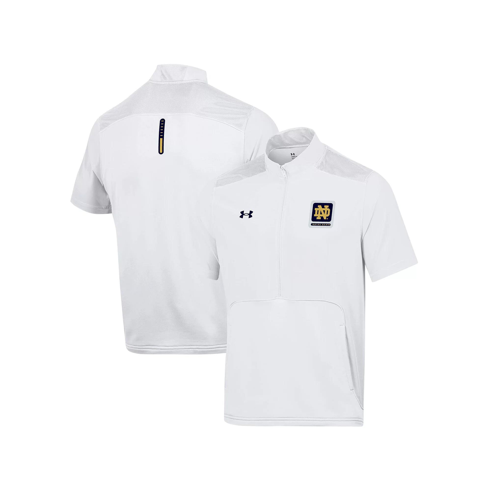 Men's Under Armour White Notre Dame Fighting Irish Motivate Half-Zip Jacket, Size: Medium Product Image