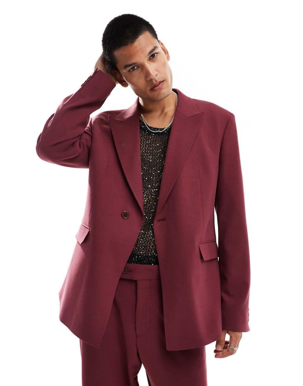 Viggo oversized suit jacket in burgundy - part of a set Product Image