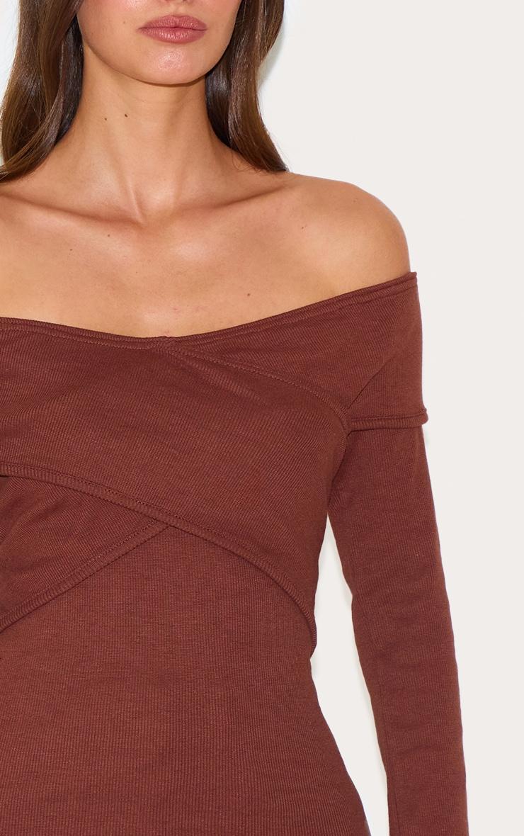 Chocolate Cross Over Bardot Long Top Product Image