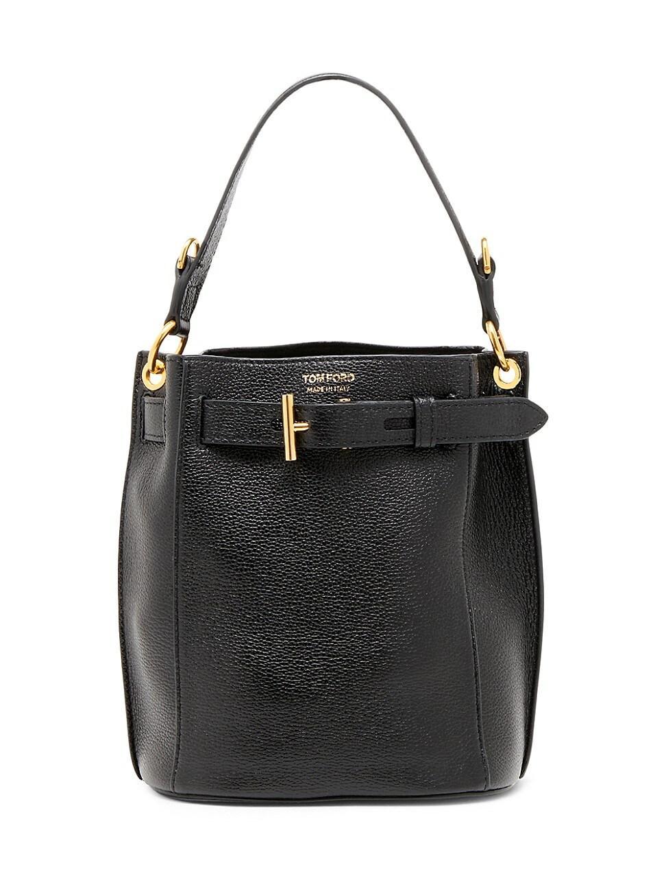 Womens Mini Leather Bucket Bag Product Image