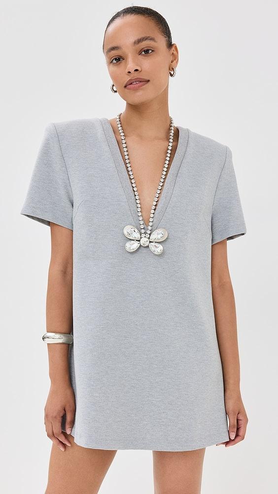 AREA Crystal Butterfly V Neck T-Shirt Dress | Shopbop Product Image