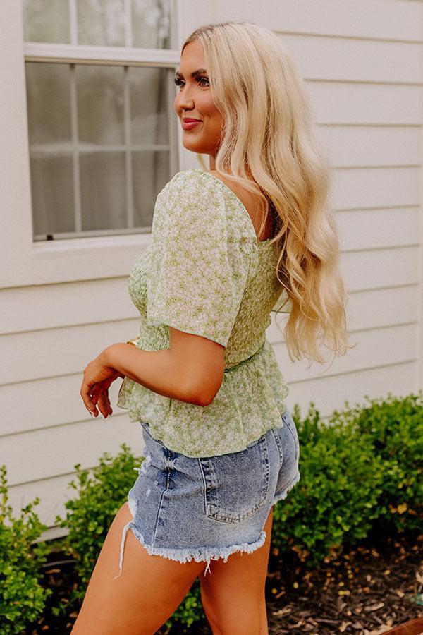 Peonies Preferred Smocked Top In Lime Product Image