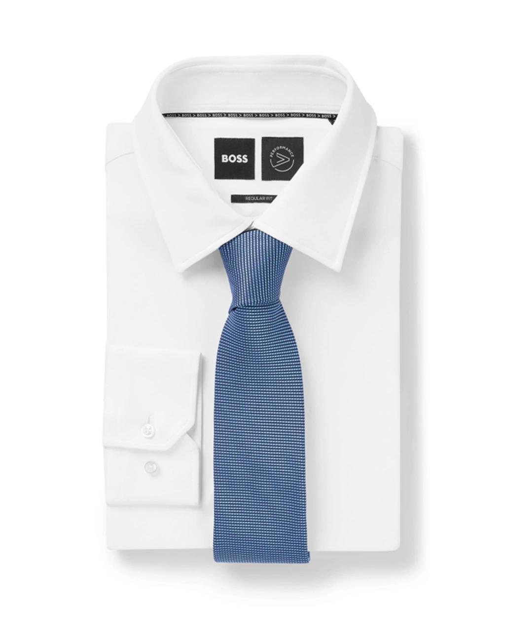 Boss By  Men's All-over Micro Pattern Tie In Medium Blue Product Image