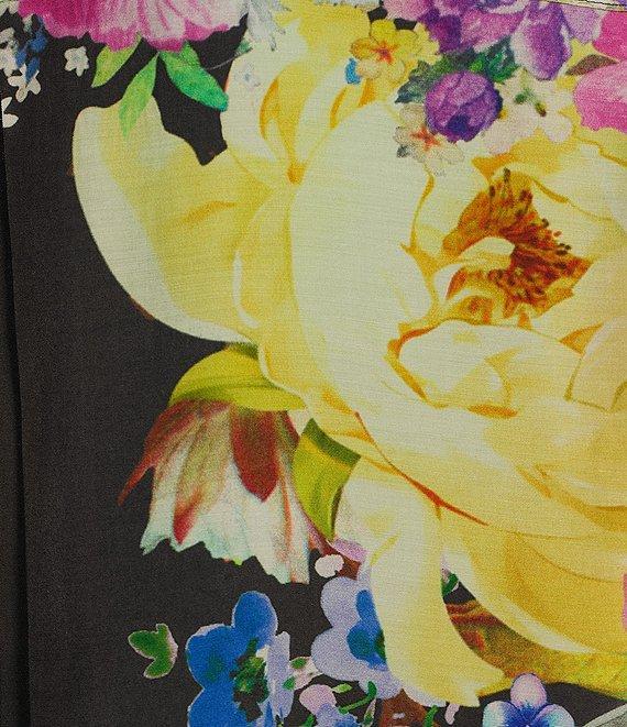 John Mark Floral-Printed Wire Collar 3/4 Sleeve Button-Front Top Product Image