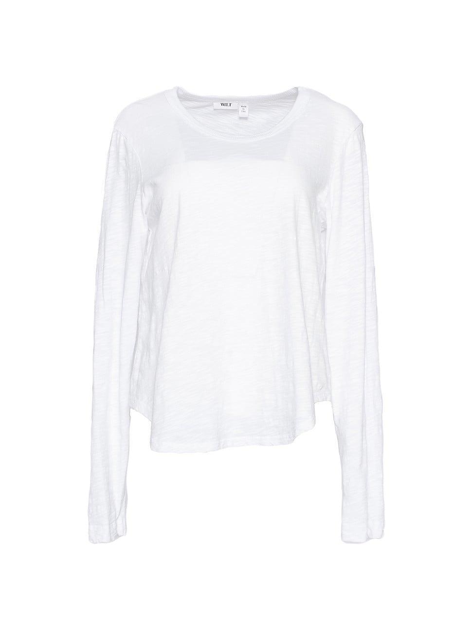 Womens Shrunken Crew Long Sleeve Shirttail Slub Tee Product Image