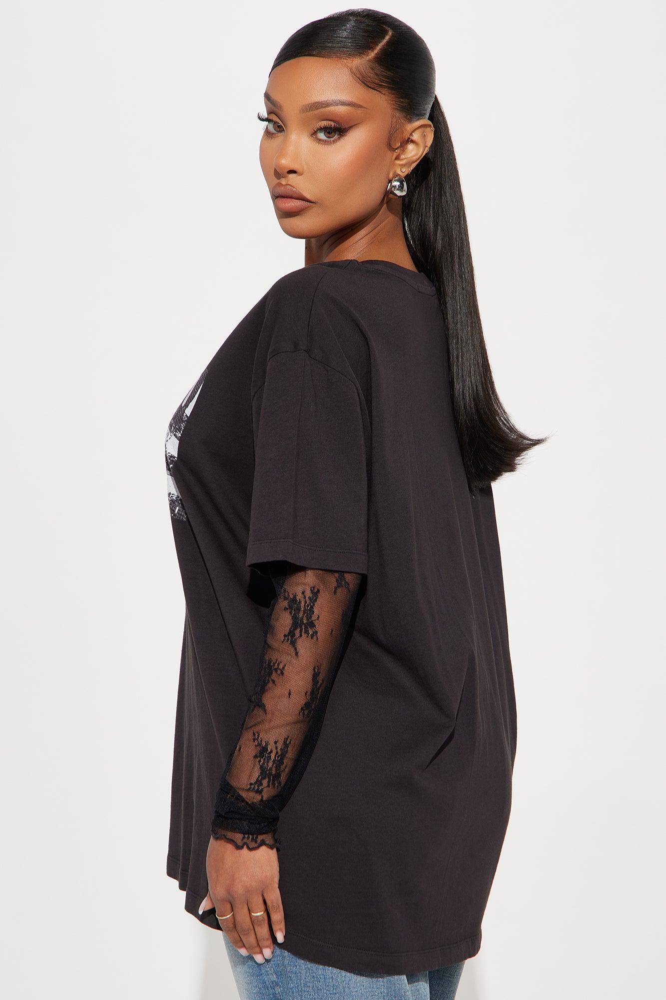 Party Access Lace Tee - Black Product Image