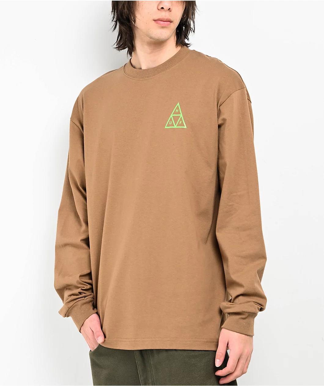 HUF Set Triple Triangle Camel & Green Long Sleeve T-Shirt Product Image
