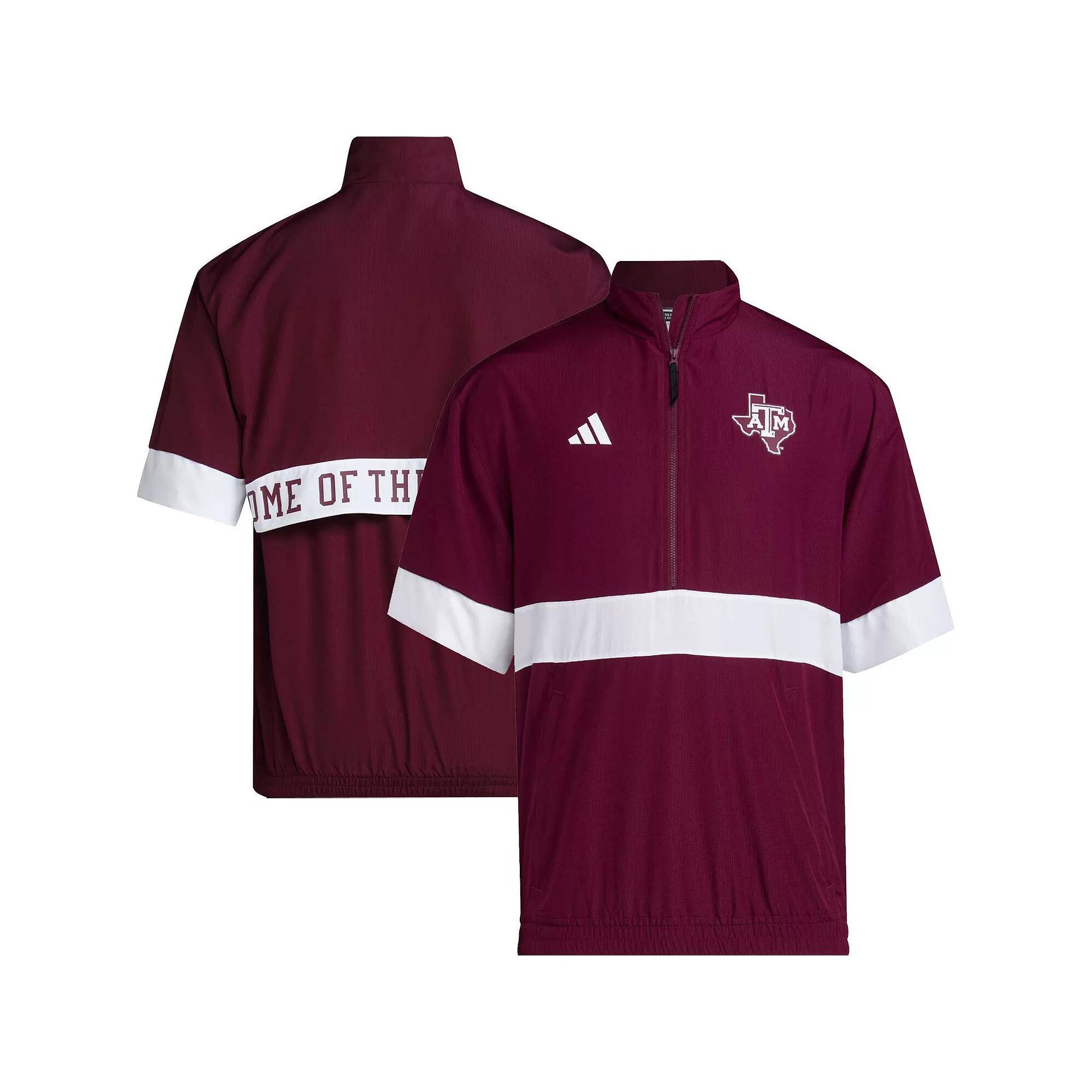 Men's adidas Maroon Texas A&M Aggies Strategy Short Sleeve Half-Zip Jacket, Size: Small, Red Product Image