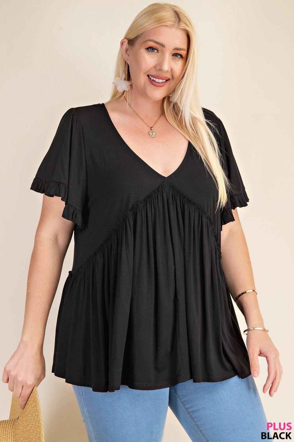 7275   Gracie Bell Sleeve Ruffle Top - Reg & Plus! Product Image