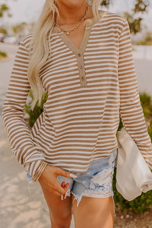 Sugar And Spice Waffle Knit Henley Top Product Image