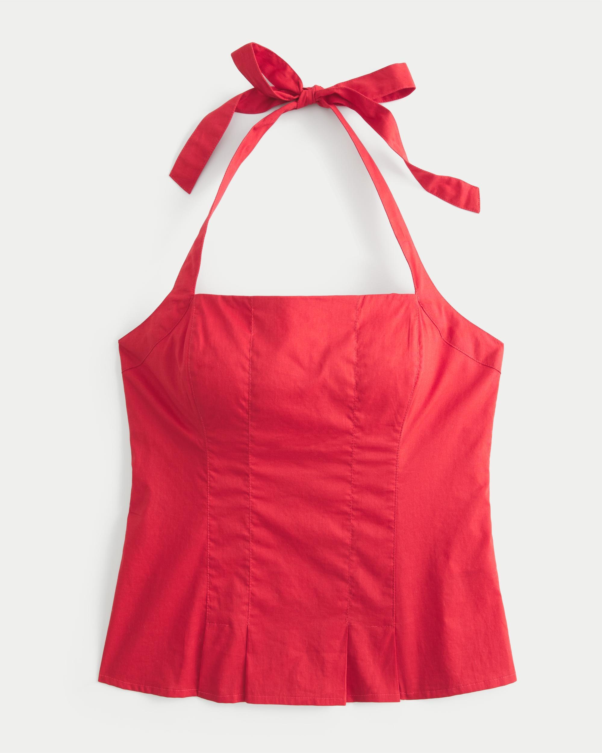 Pleated Open-Back Halter Top Product Image