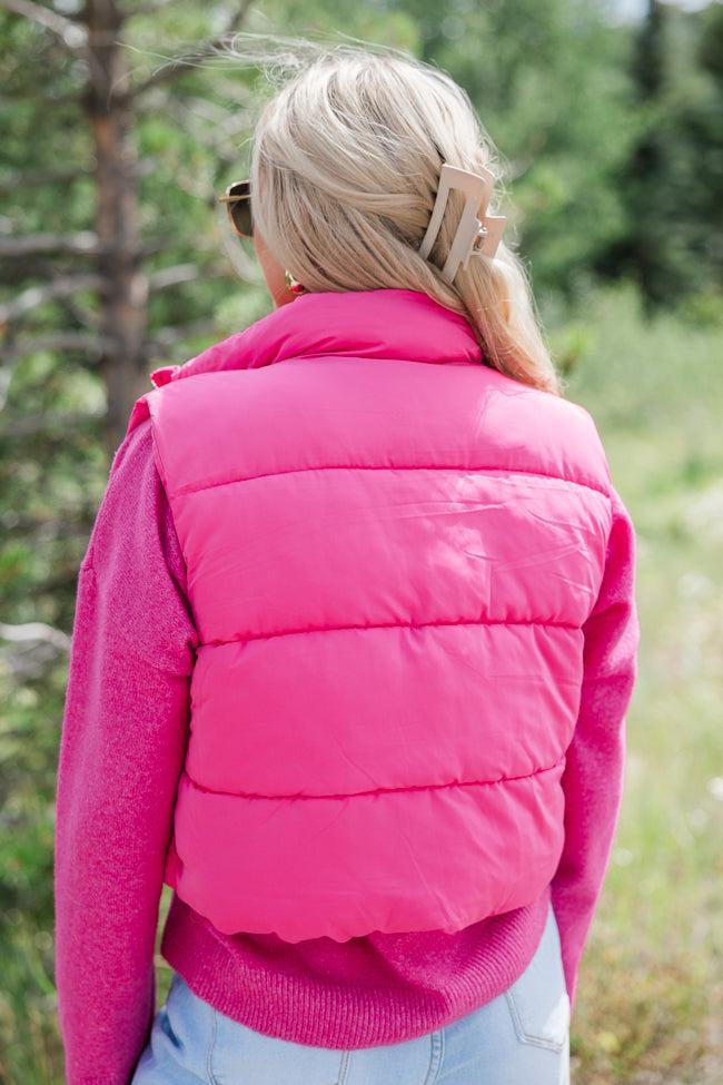 Sights To See Fuchsia Cropped Puffer Vest FINAL SALE Product Image