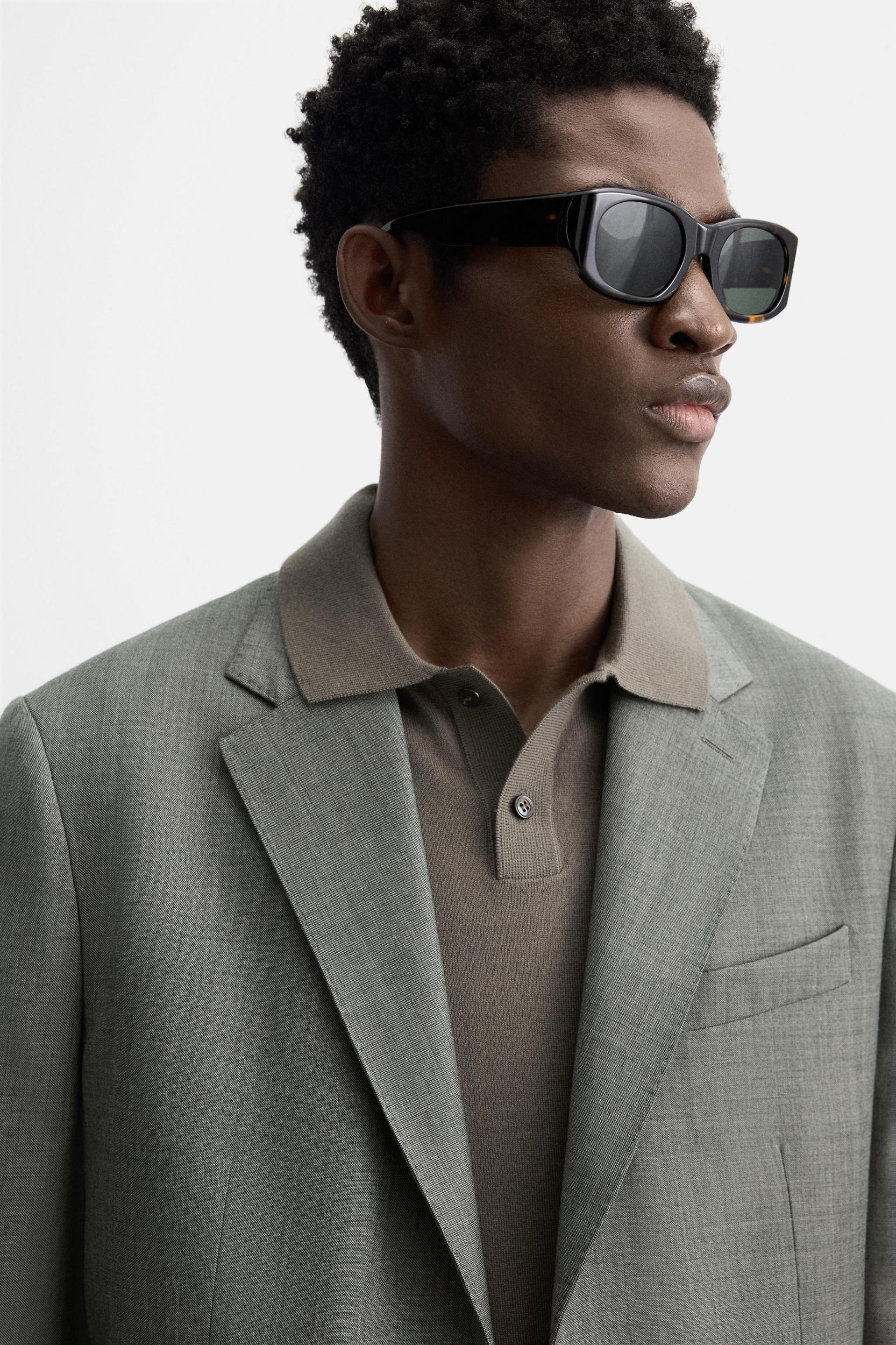 100% WOOL TEXTURED SUIT BLAZER Product Image