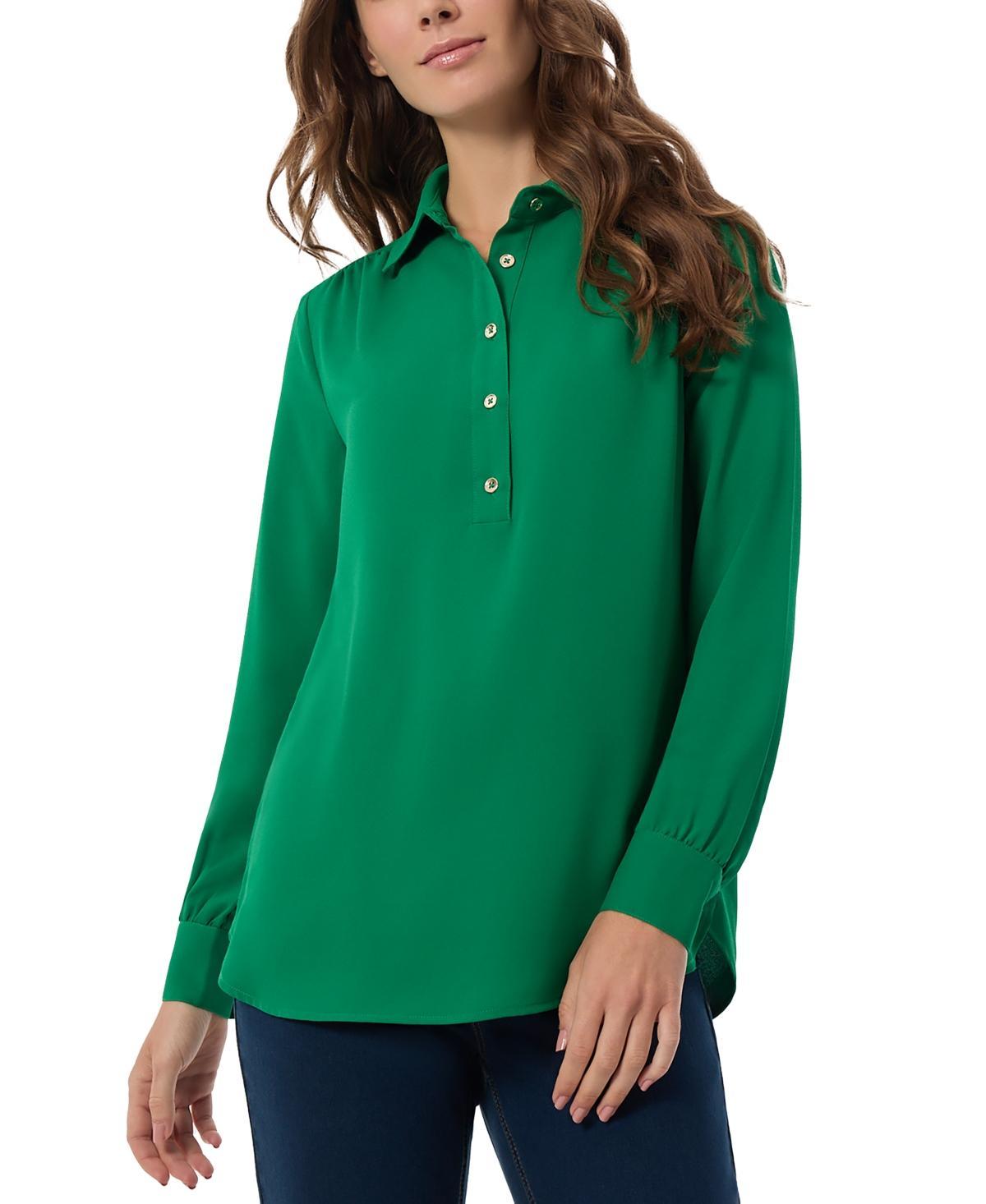 Jones New York Womens Side-Button Shirttail Top Product Image