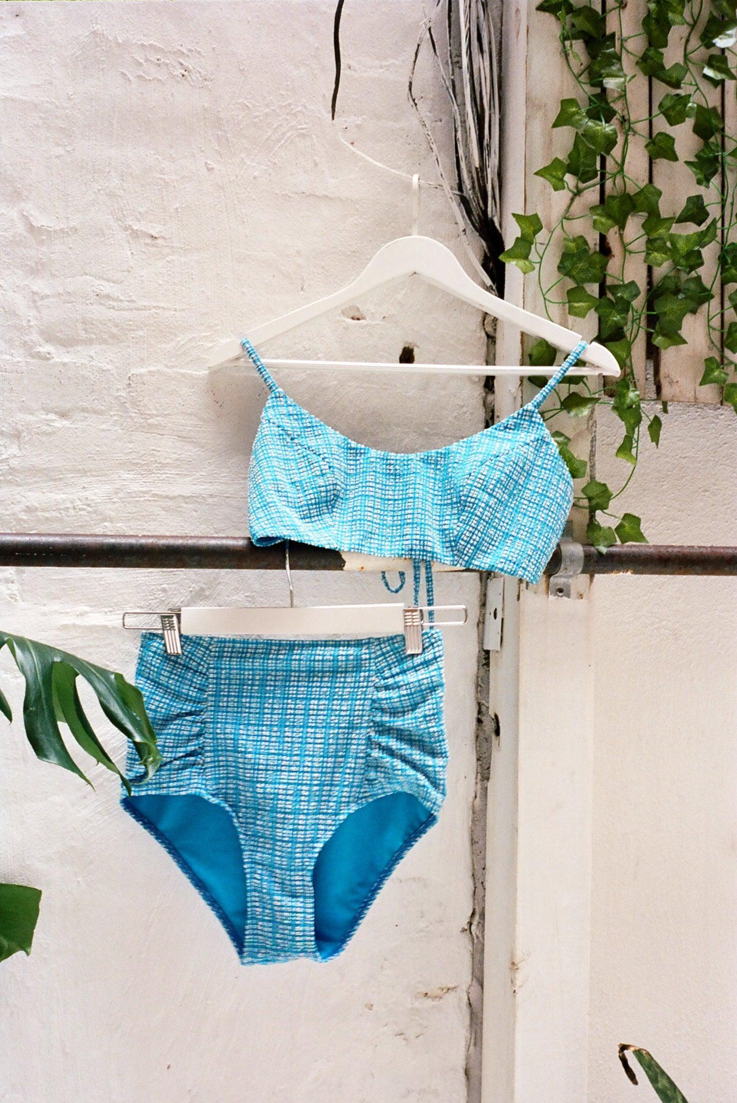 Scoop Bikini Top - Ocean Micro Gingham Product Image