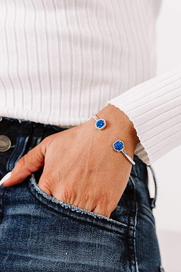 Kendra Scott Davie Silver Cuff Bracelet in Royal Blue Kyocera Opal Product Image