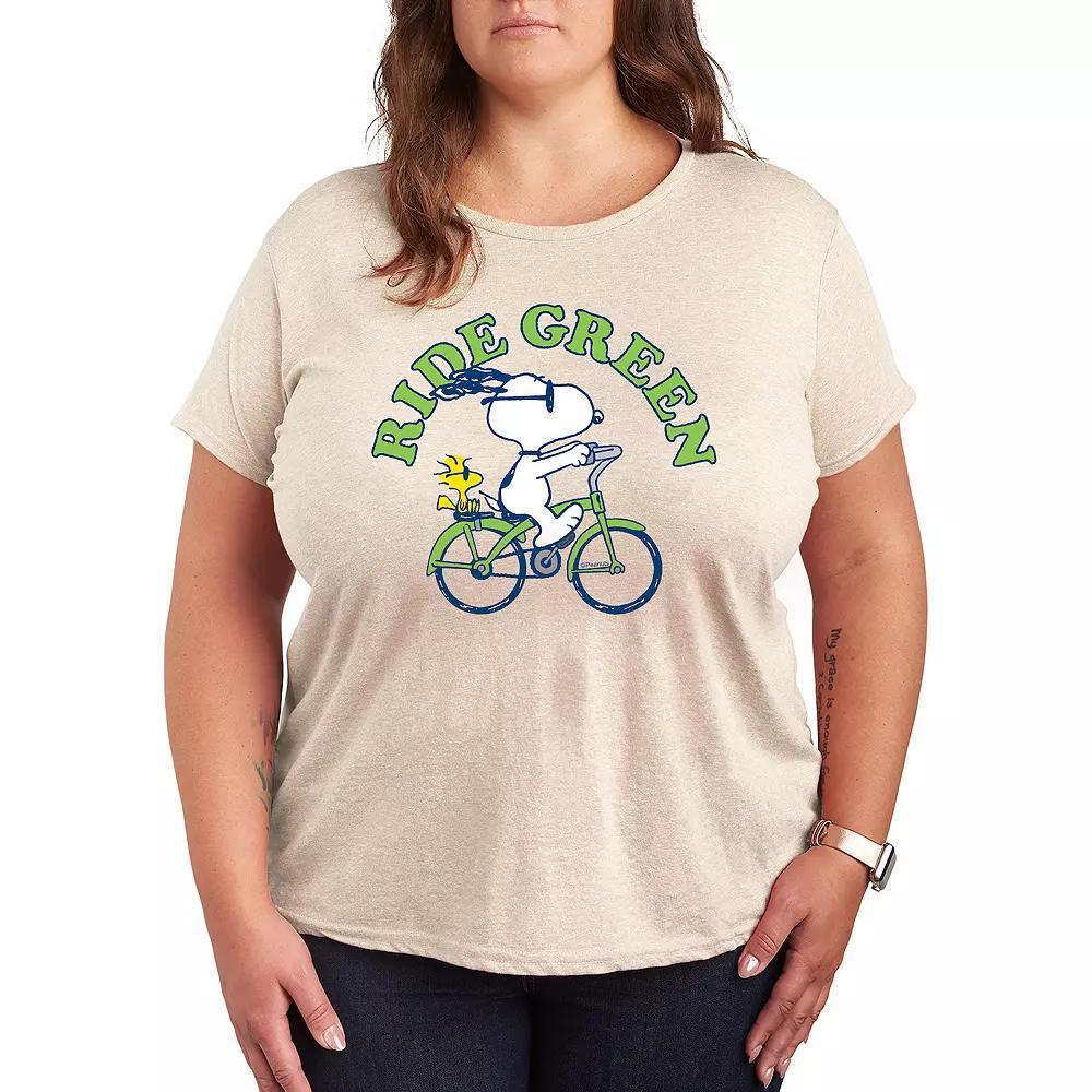 Plus Peanuts Snoopy & Woodstock Ride Green Graphic Tee, Women's,  Product Image