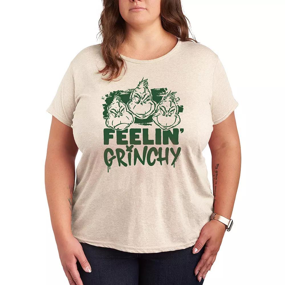 Plus Size Dr. Seuss Feelin' Grinchy Graphic Tee, Women's, Size: 1XL, Beige Product Image