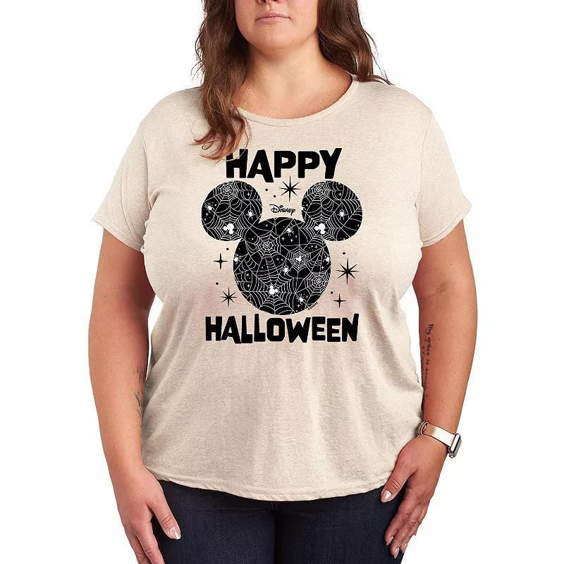 Disney's Mickey Mouse Plus Size Happy Halloween Spider Web Graphic Tee, Women's, Size: 2XL, Grey Gray Product Image