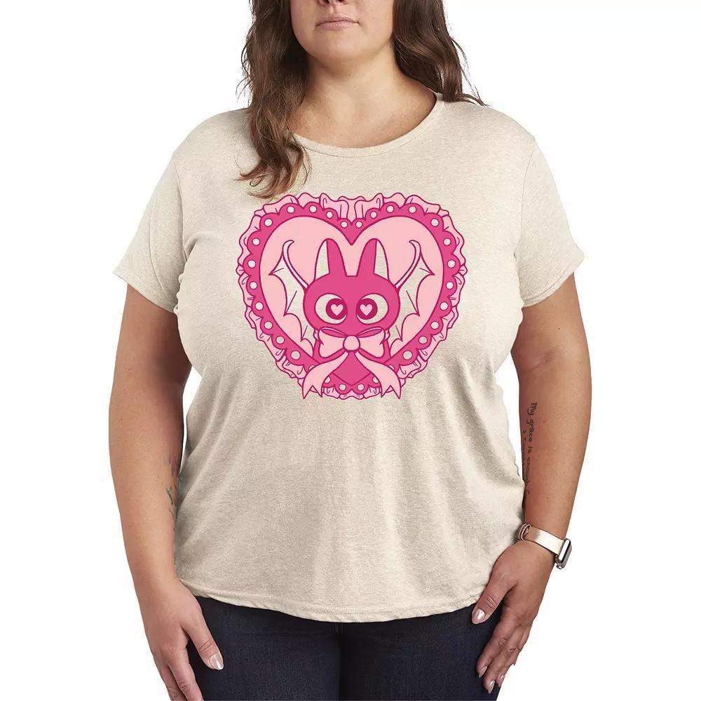 Plus Size Bat Cat Coquette Graphic Tee, Women's, Size: 2XL, Beige Product Image