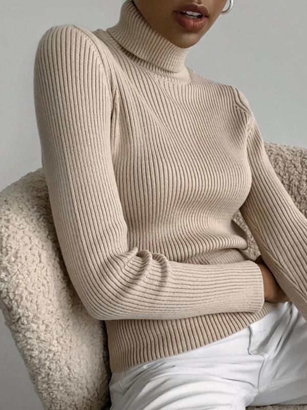 Solid Turtleneck Pullover Sweater Product Image