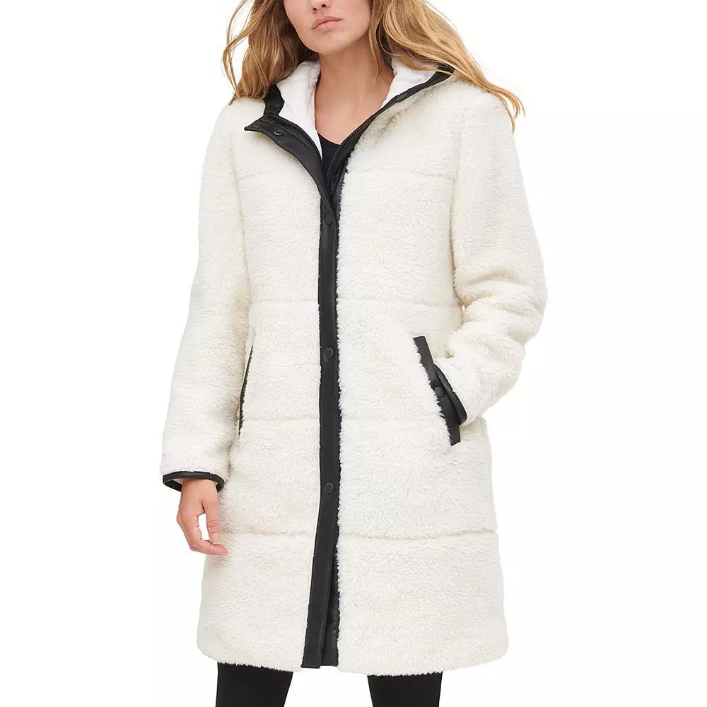 Women's Levi's® Sherpa Quilted Parka, Size: XS, Cream And Black Product Image