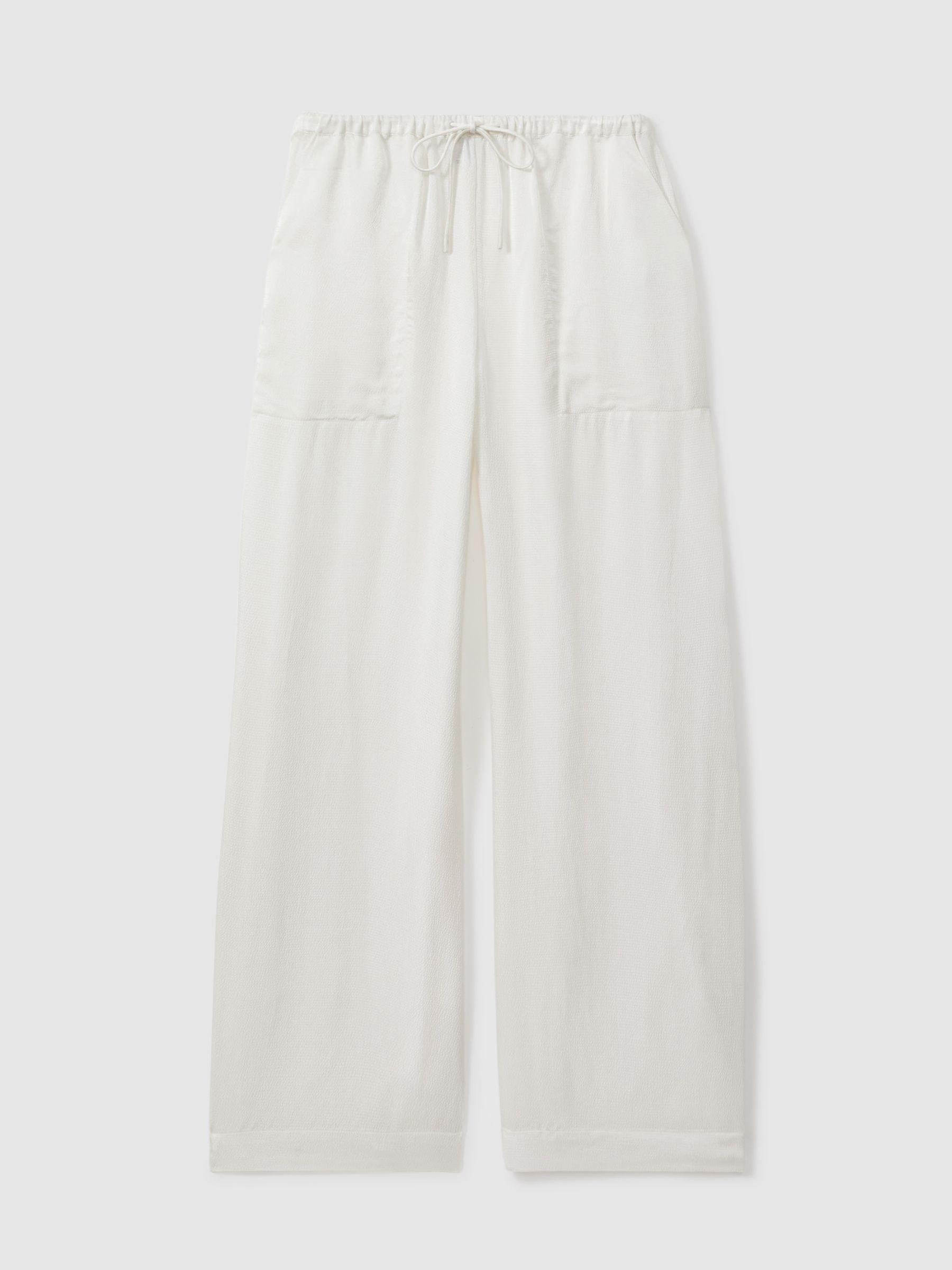 Textured Wide Leg Cover-Up Trousers in Ivory Product Image