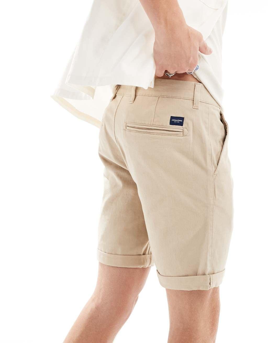 Jack & Jones 2 pack chino shorts in navy and tan Product Image