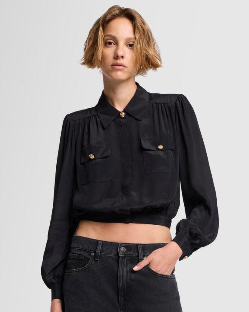 Silk Cropped Blouse Product Image