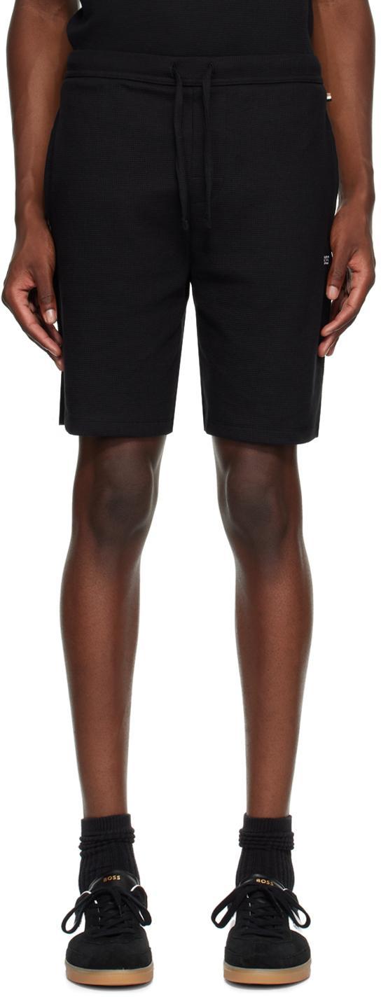 HUGO BOSS Black Waffle Knit Shorts In Black 001 Product Image