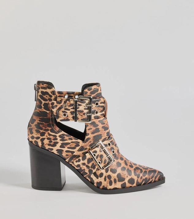 Edgy Stride Buckle Strap Ankle Booties Product Image