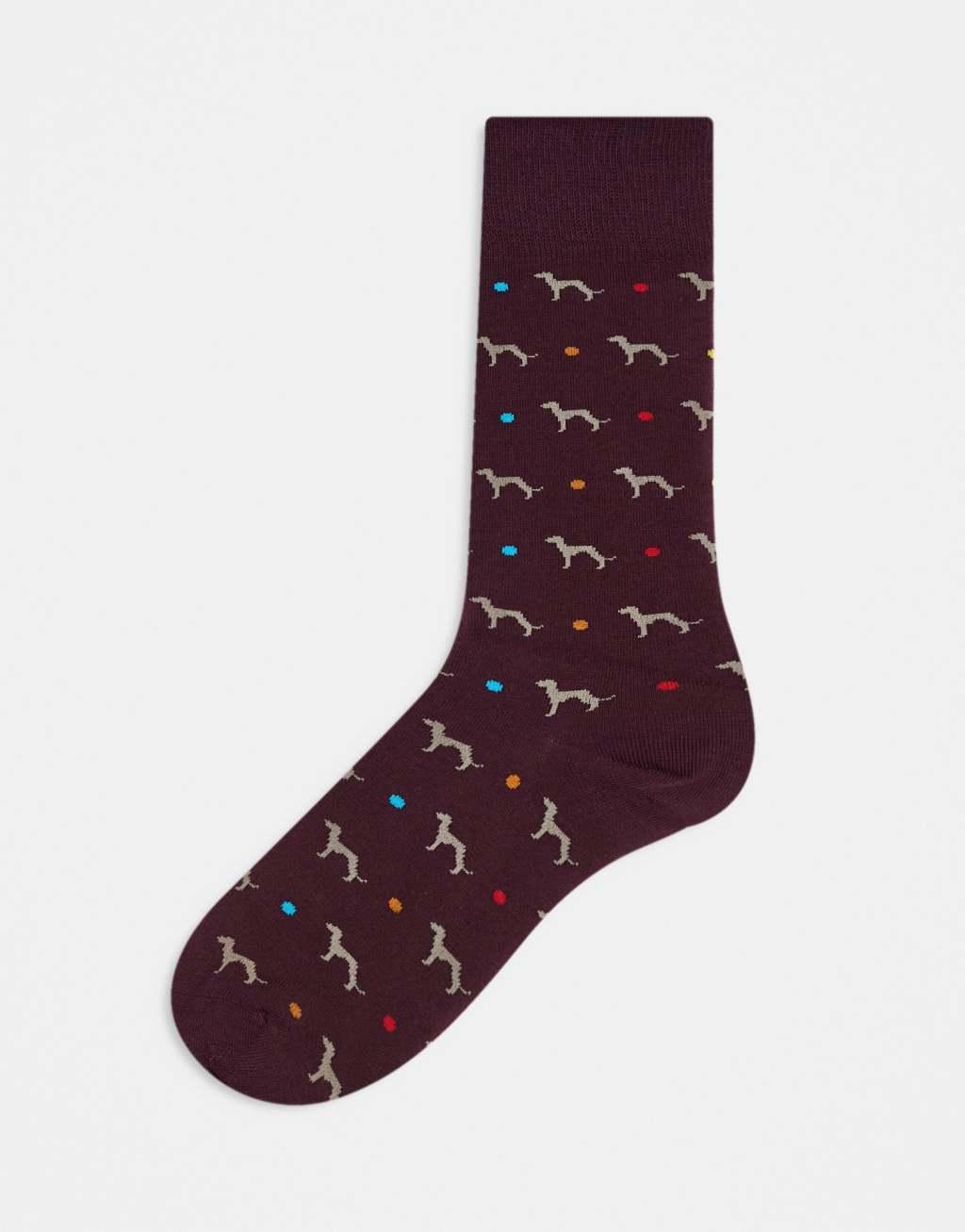 Paul Smith whippet socks in burgundy Product Image