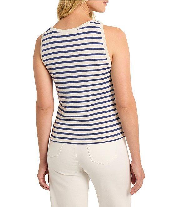 NIC + ZOE Knit Stripe Print Boat Neck Sleeveless Tank Product Image