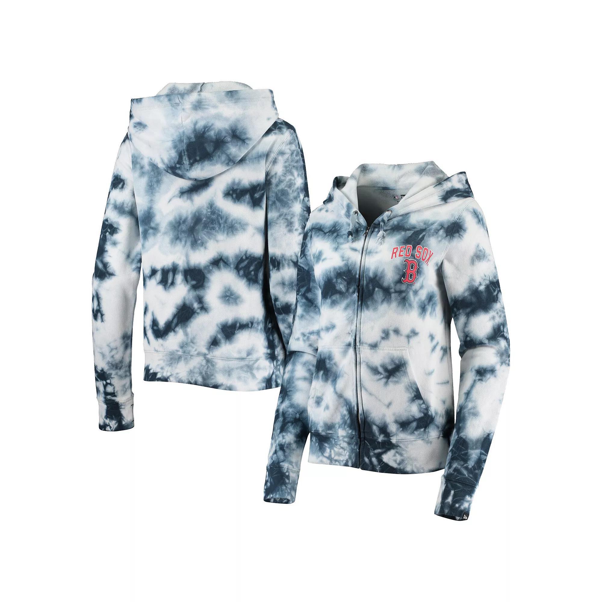 Women's New Era Navy Boston Red Sox Tie-Dye Fleece Full-Zip Hoodie, Size: 2XL, Blue Product Image