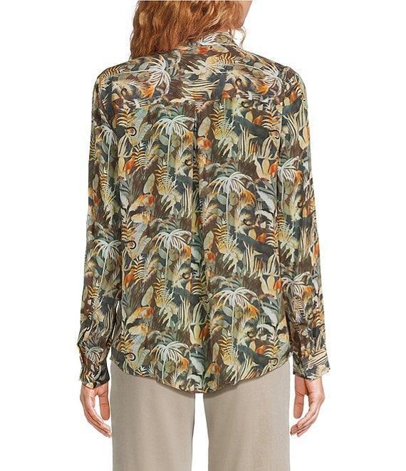 APNY Woven Spread Collar Long Sleeve Button Down Blouse Product Image