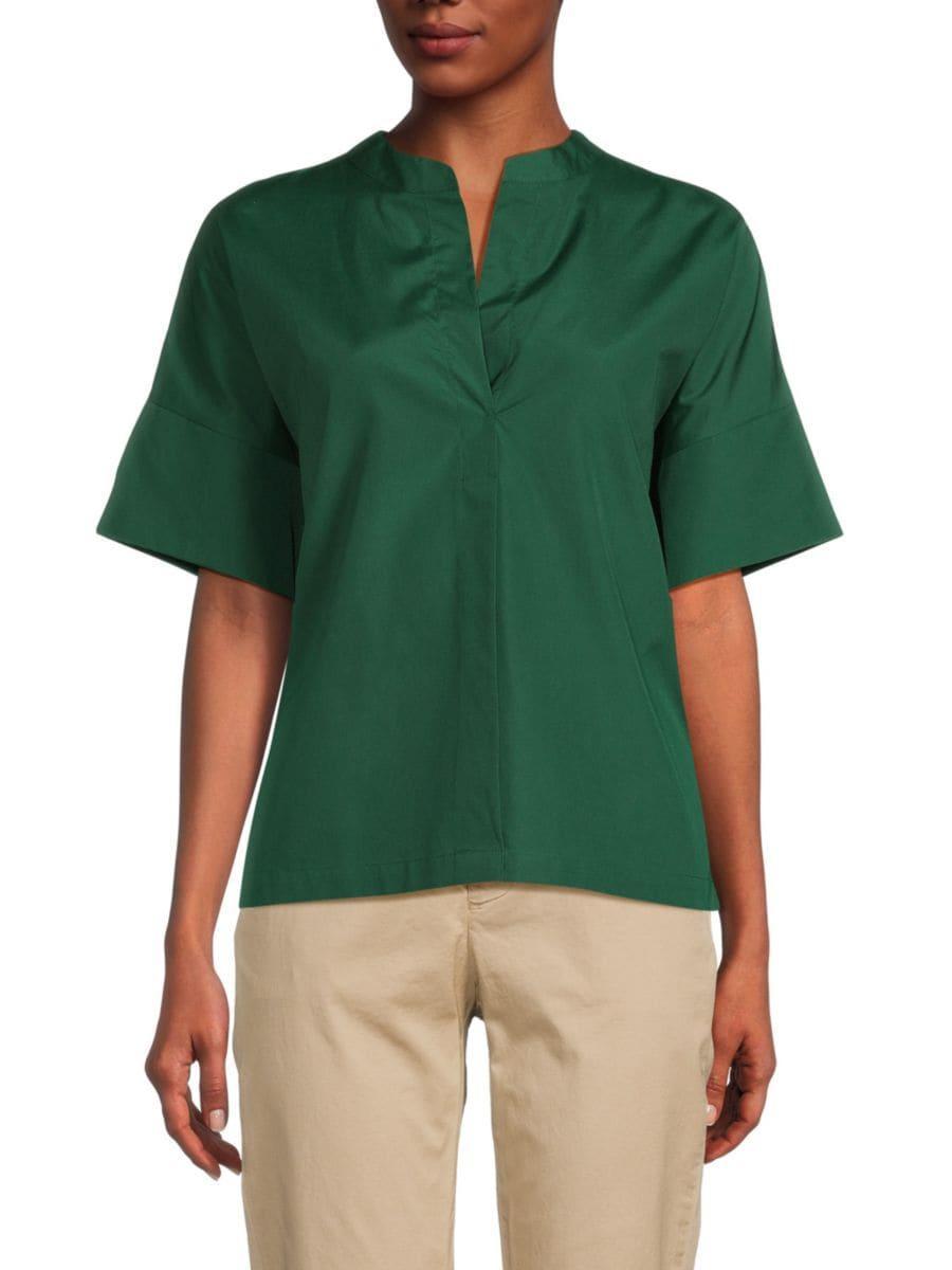 Women's Cotton Short Sleeve Top In Malachite Product Image