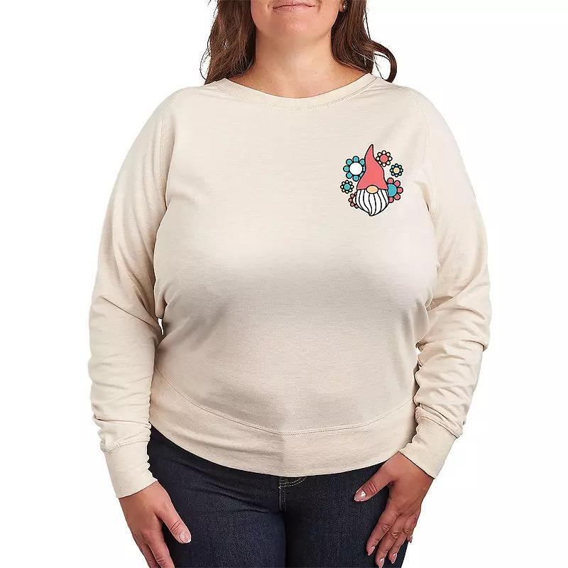 Plus Size Gnome And Flowers French Terry Long Sleeve Tee, Womens Product Image