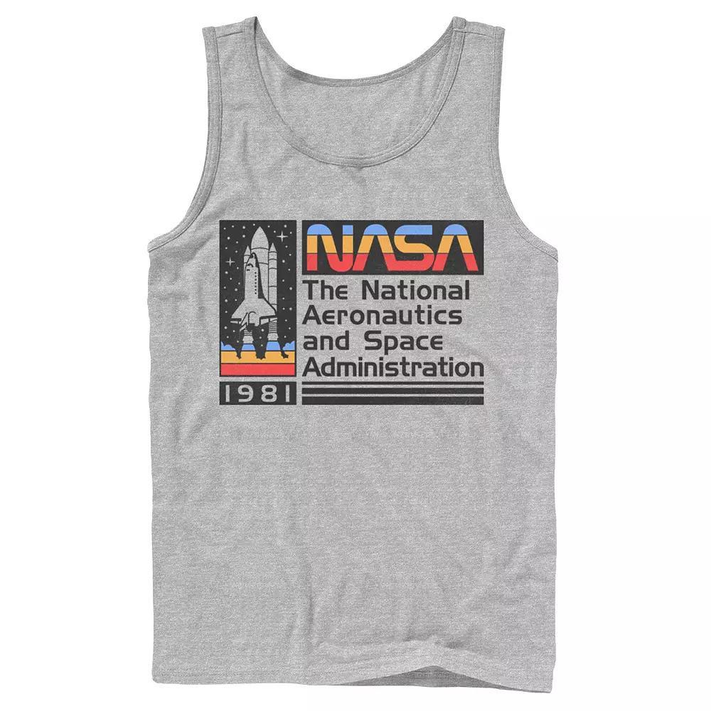 Men's NASA National Aeronautics Striped Logo Graphic Tank Top, Size: Large, Athletic Grey Product Image